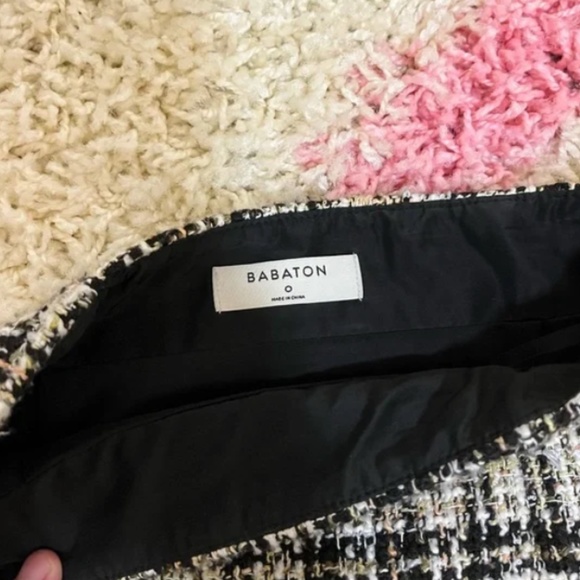 Aritzia Babaton Little Tweed Black/Pastel Mini Skirt - Picture 3 of 4